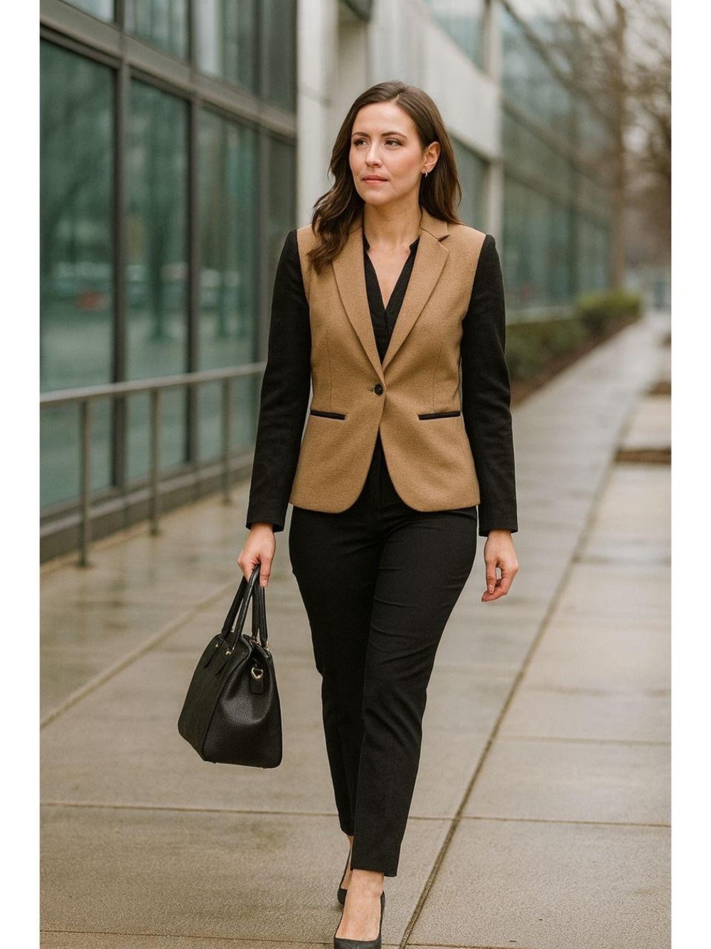 J.Crew Colorblock Wool Schoolboy Blazer Black/Tan Sz 2